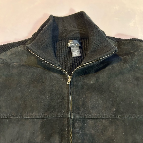 Marc Edwards Full Zip Leather Sweater Jacket Black Size XXL - Picture 10 of 12